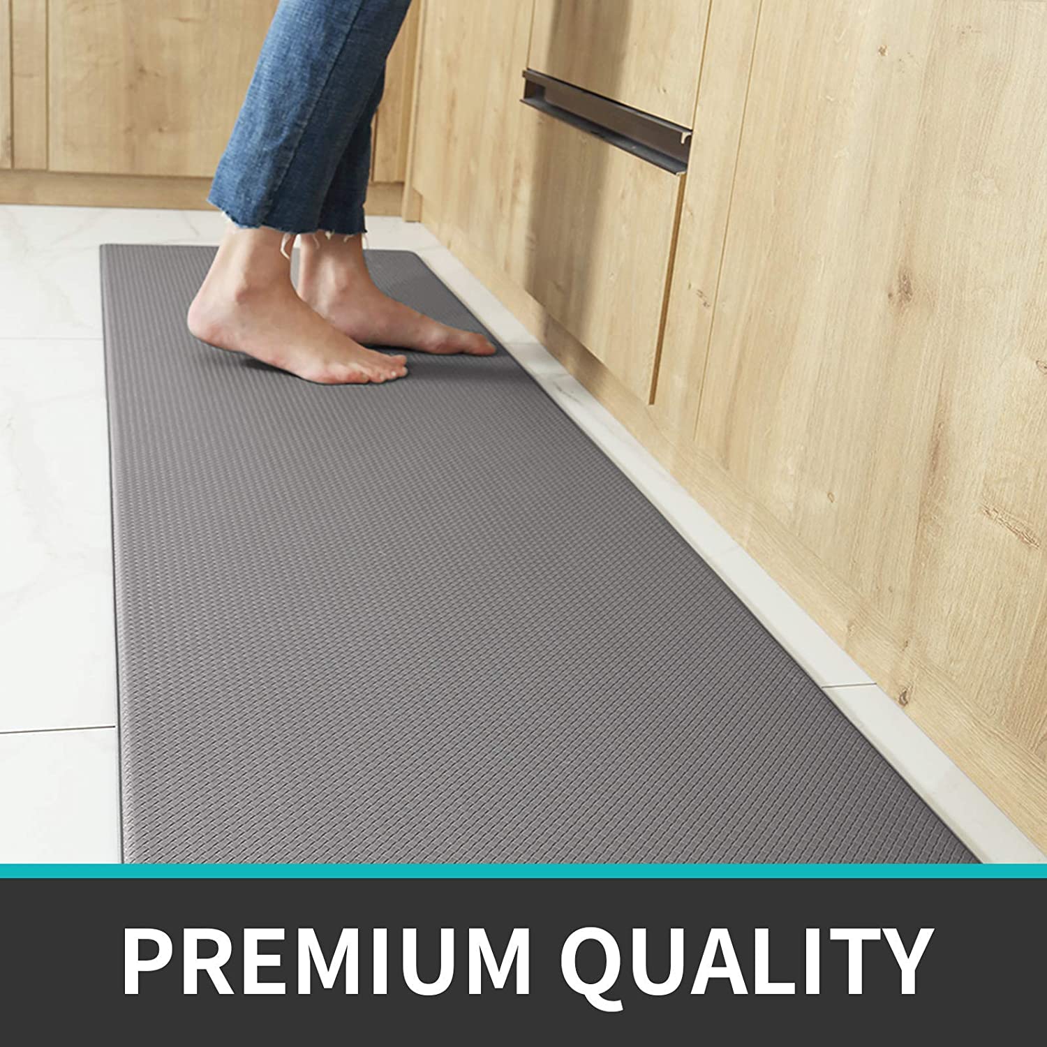 150Cm Kitchen Anti-Skid Anti Fatigue Pu Leather Floor Mat, Kitchen Rug