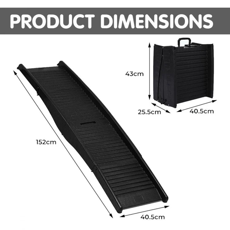 152cm portable dog pet ramp - black