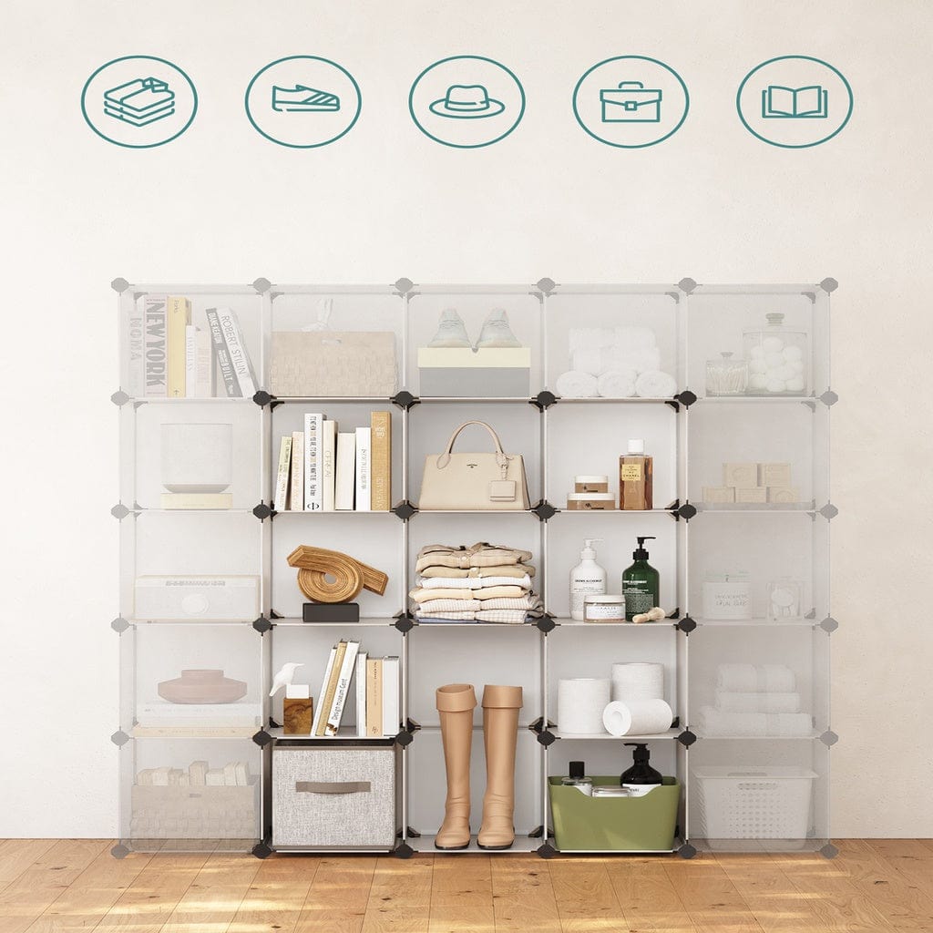 16 Cube Storage Organizer Storage with Rubber Mallet White
