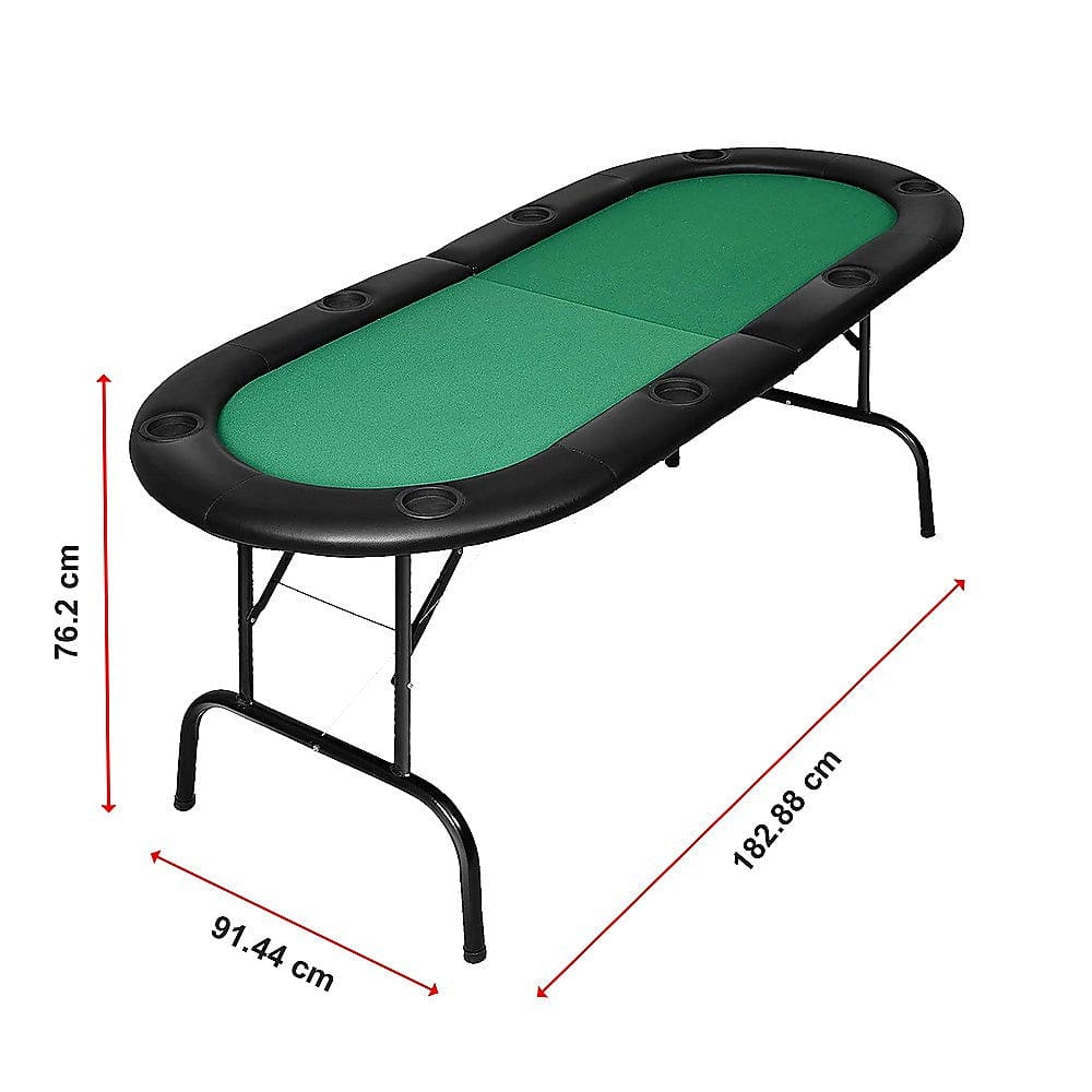 185cm 8 Player Folding Poker Blackjack Table with Cup Holder