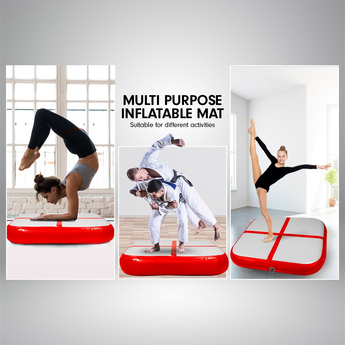 1m  Air Track Block Tumbling Mat Gymnastics Exercise - Red