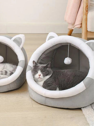 1pc Cat Ear Design Pet Bed Cave