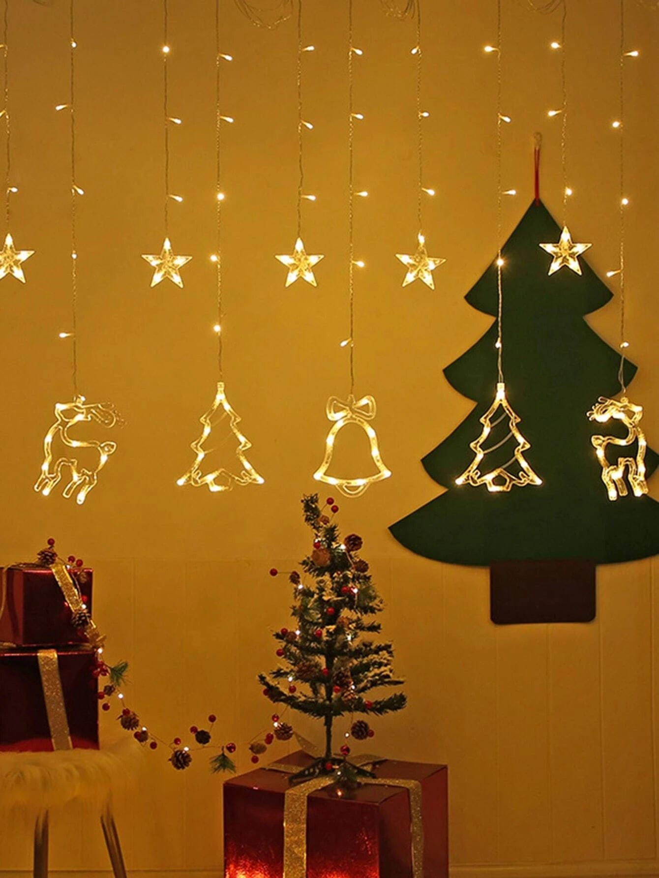 1pc Christmas Tree & Bell Design Hanging Decorative Light