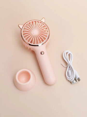 1pc Ear Decor Electric Hand Fan With Data Line