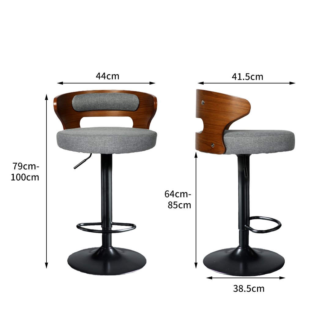 Dining Room 1x Bar Stools Grey Kitchen Gas Lift Wooden Beech Stool Chair Swivel Barstools
