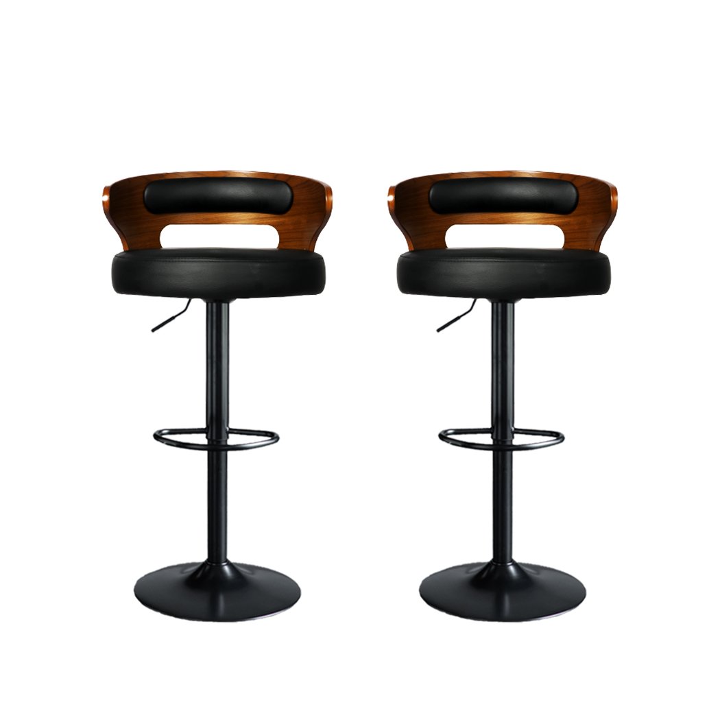 Dining Room 1x Bar Stools Kitchen Gas Lift Wooden Beech Black Stool Chair Swivel Barstools