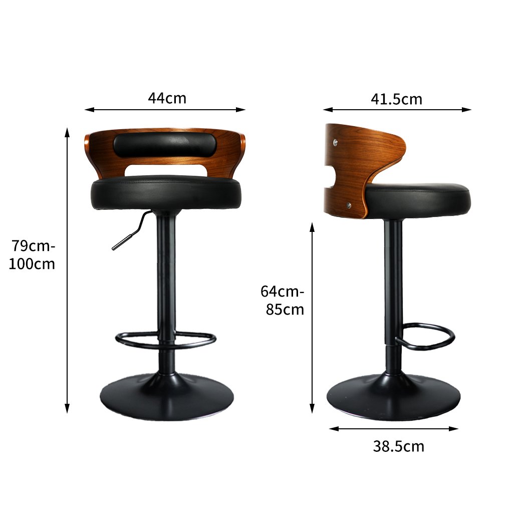 Dining Room 1x Bar Stools Kitchen Gas Lift Wooden Beech Black Stool Chair Swivel Barstools