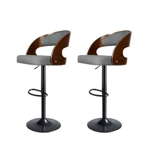 Dining Room 1x Bar Stools Kitchen Gas Lift Wooden Beech Stool Chair Swivel Barstool Grey