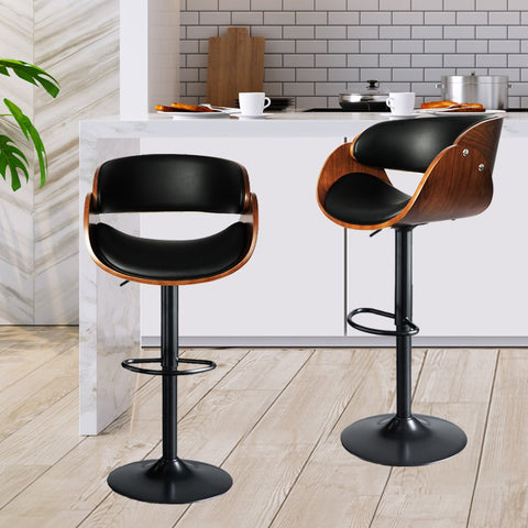 Dining Room 1x Bar Stools Kitchen Gas Lift Wooden Beech Stool Chair Swivel Barstools