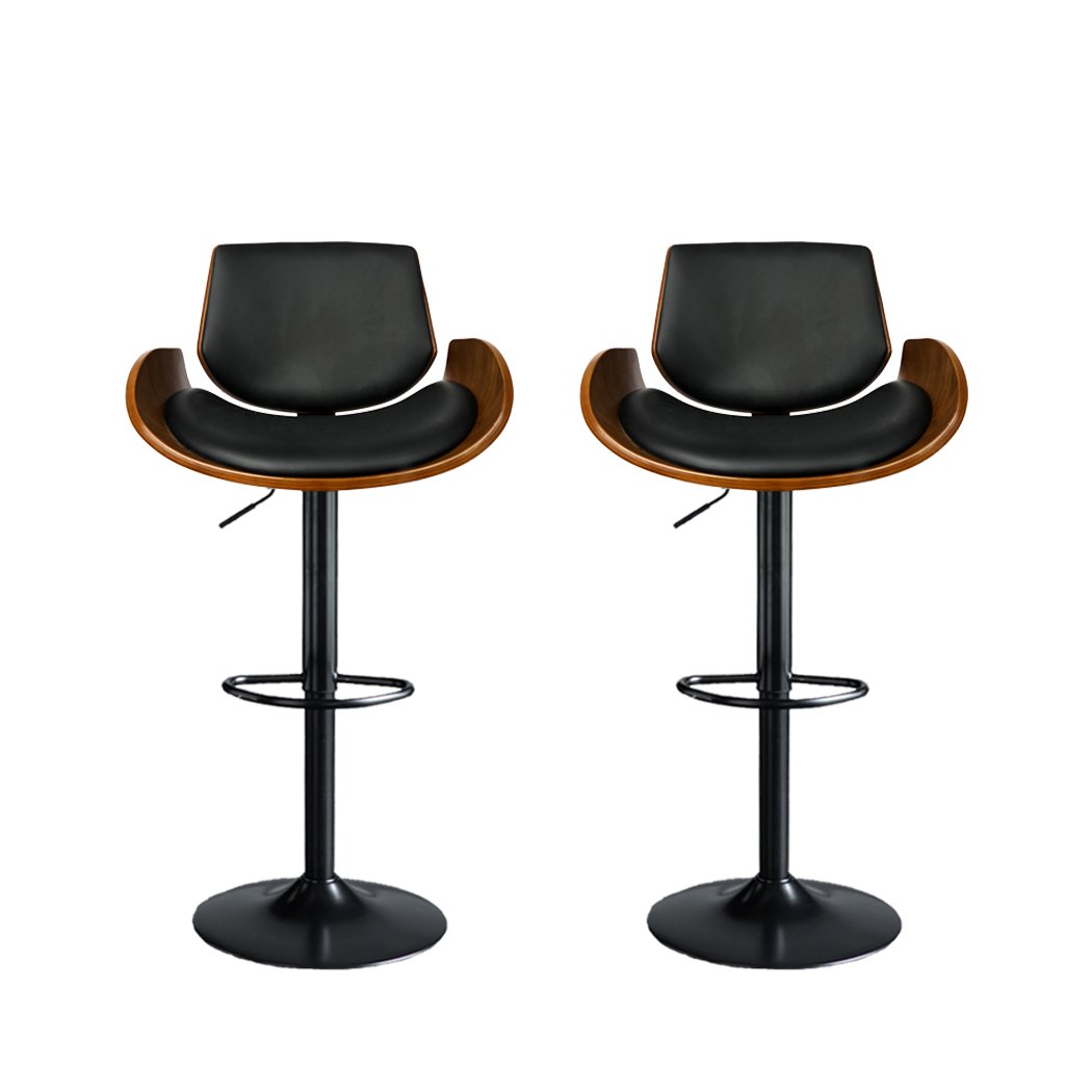 Dining Room 1x Bar Stools Kitchen Gas Lift Wooden Beech Stool Chair Swivel Barstools Black