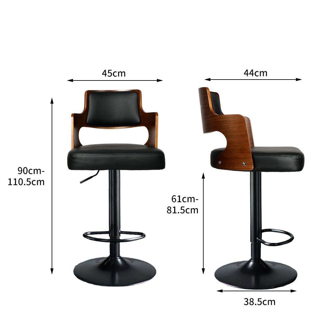 Dining Room 1x Bar Stools Kitchen Gas Lift Wooden Stool Chair Swivel Barstools
