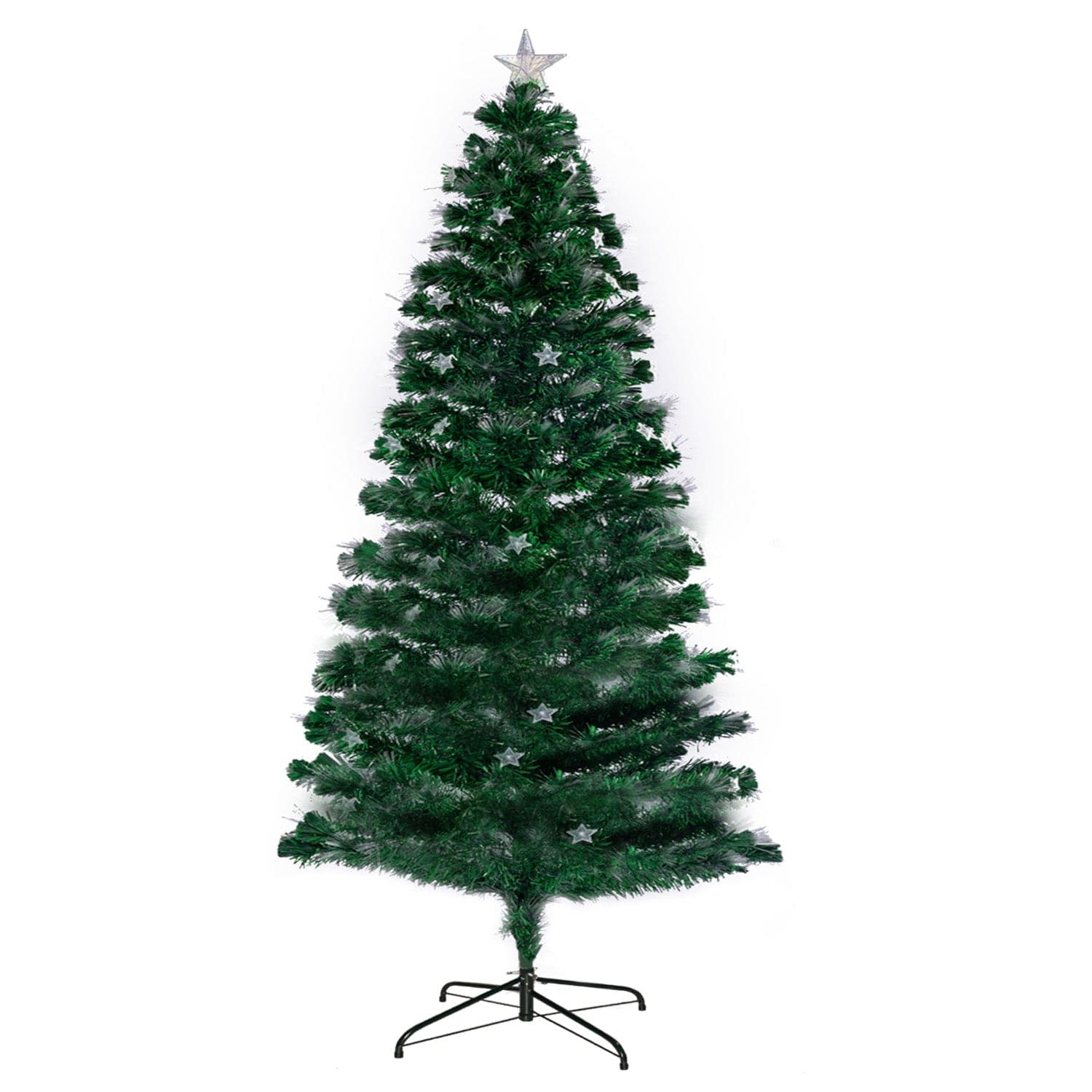 2.4m Enchanted Pre Lit Fibre Optic Christmas Tree Stars