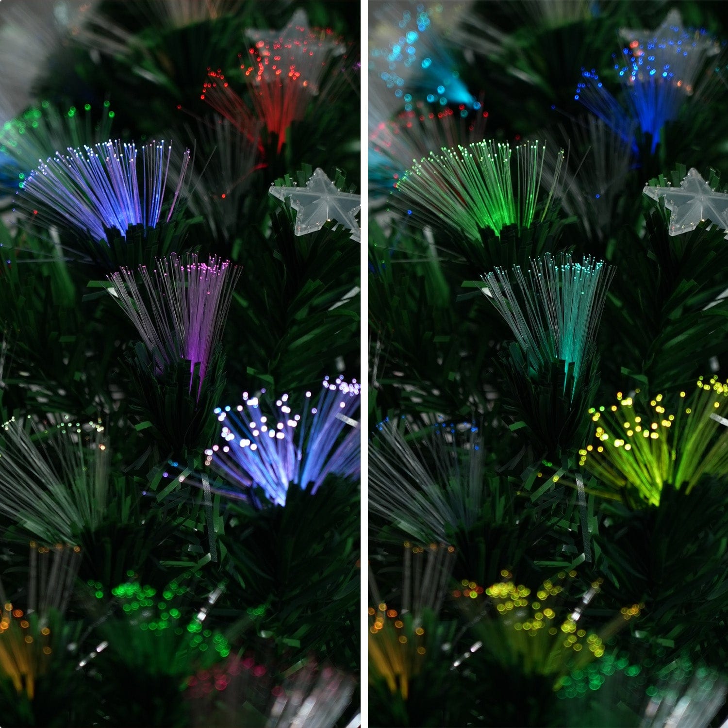 2.4m Enchanted Pre Lit Fibre Optic Christmas Tree Stars