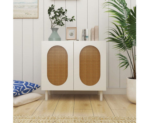 2-Door Accent Cabinet in White/Maple