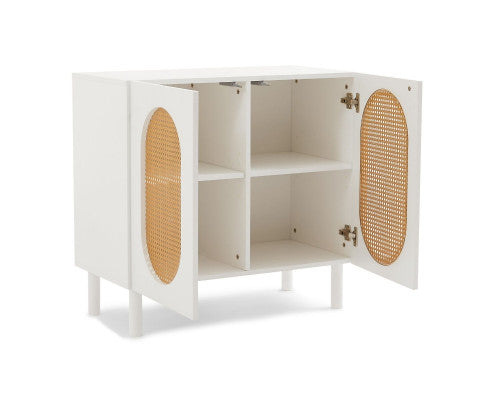 2-Door Accent Cabinet in White/Maple