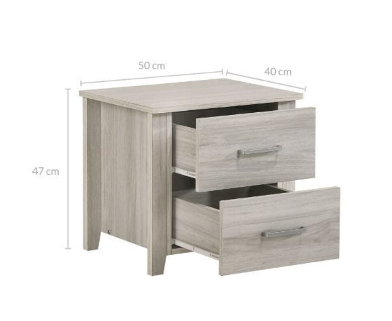 Bedroom 2 Drawers Bedside Table In White Oak
