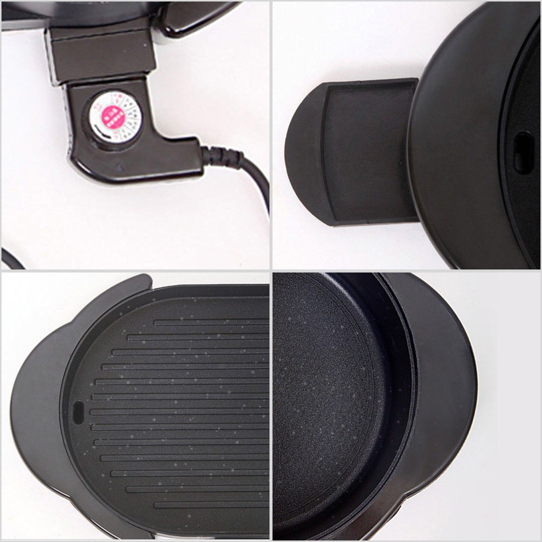 Griddles & Grill Pans 2 in 1 Electric Non-Stick BBQ Teppanyaki Grill Plate Steamboat Hotpot 2-8 Person