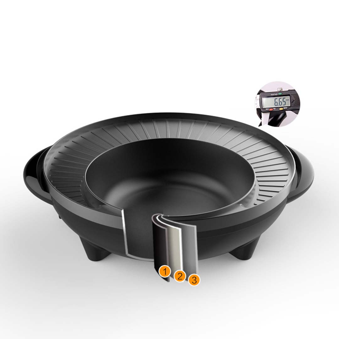 Griddles & Grill Pans 2 in 1 Electric Stone Coated Teppanyaki Grill Plate Steamboat Hotpot 3-5 Person