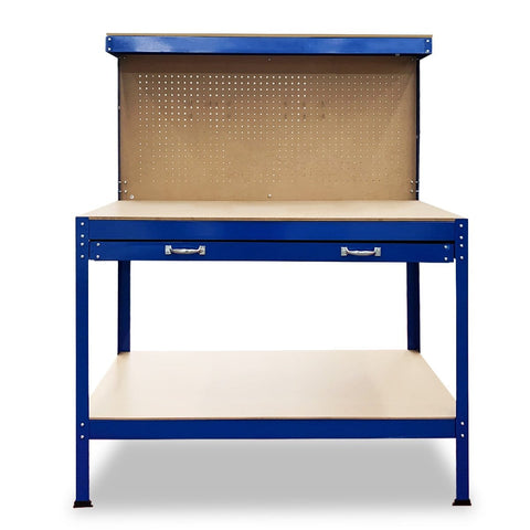 2-Layered Work Bench Garage Storage Table Tool Shop Shelf Blue