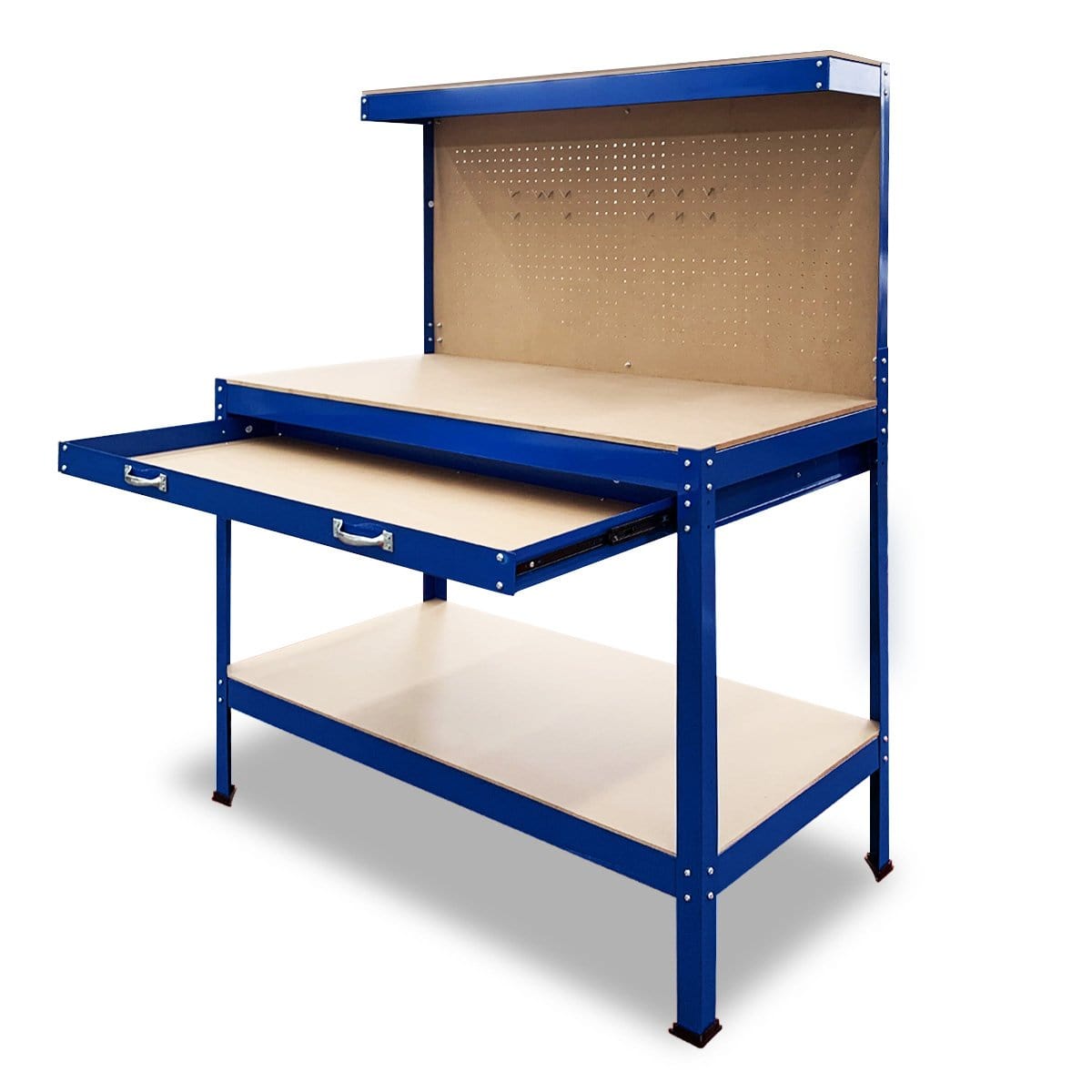 2-Layered Work Bench Garage Storage Table Tool Shop Shelf Blue