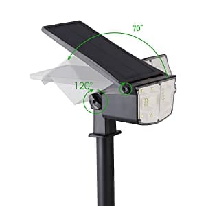 2 Pack 38 LEDs Solar Landscape Spotlights with Adjustable Panel and IP65 Waterproof White