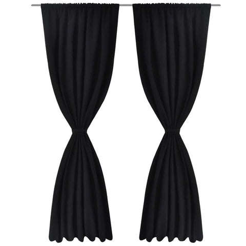 2 pcs Black Energy-saving Blackout Curtains Double Layer