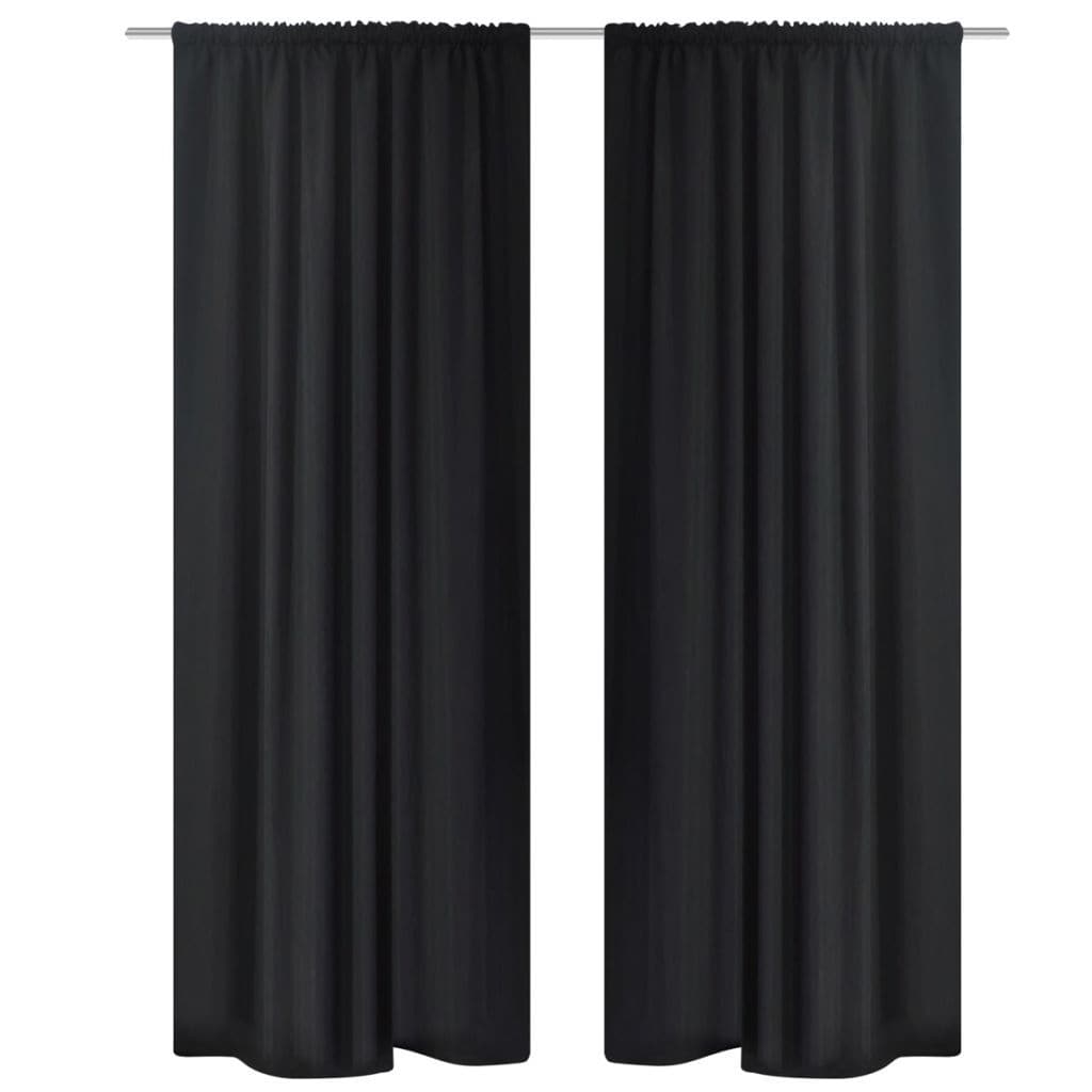 2 pcs Black Energy-saving Blackout Curtains Double Layer 140 x 245 cm