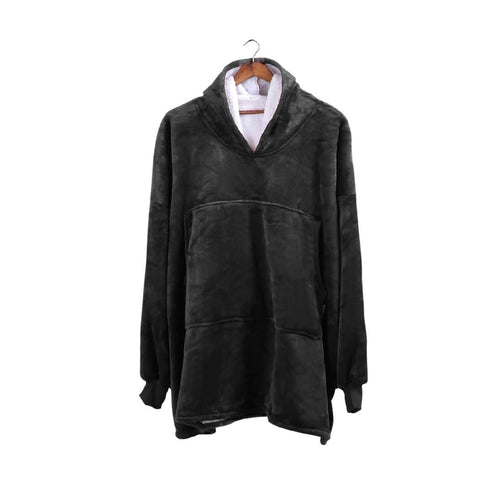 bedding 2 Pcs Plush Fleece Hoodie Blanket Pajamas Grey