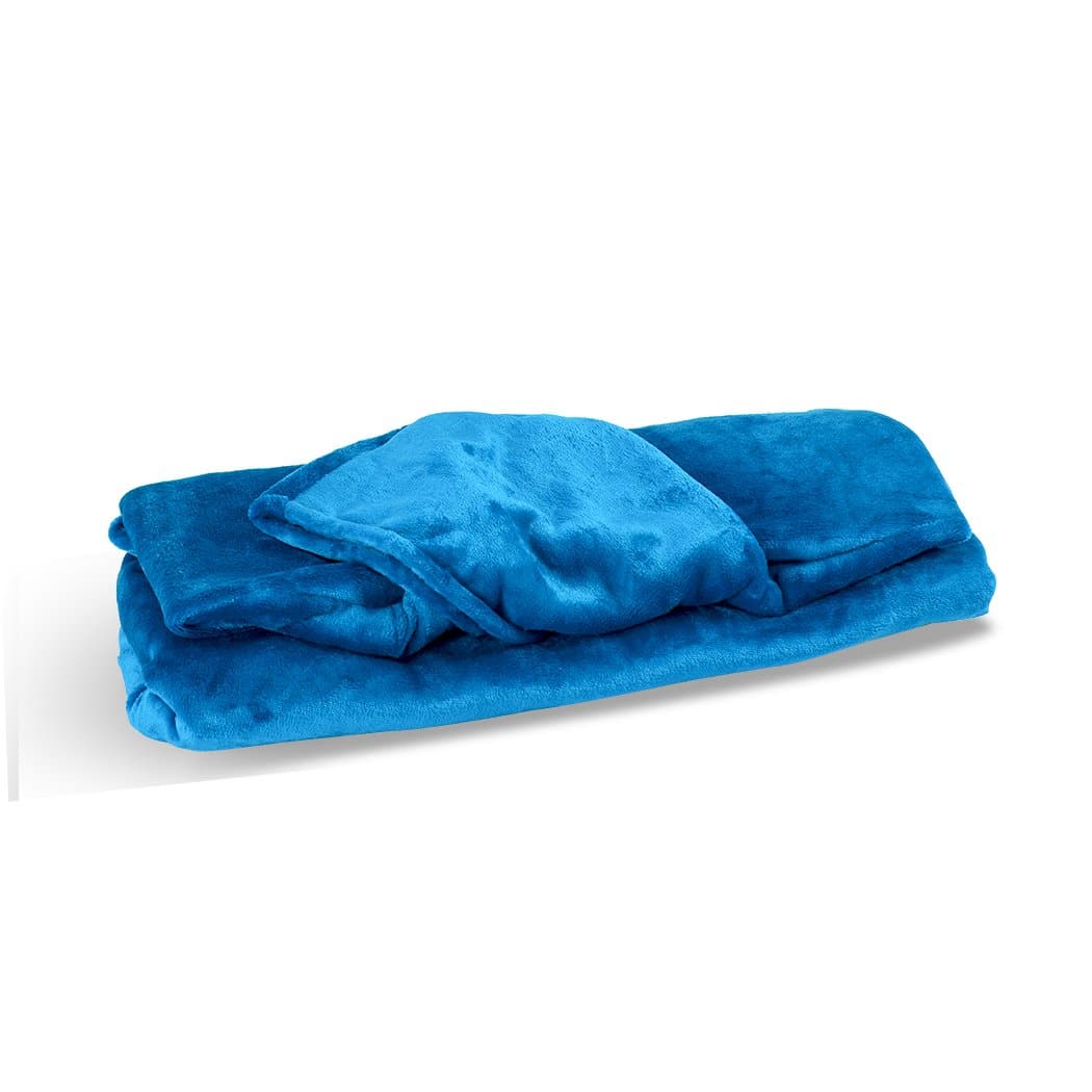 bedding 2 Pcs Plush Fleece Hoodie Sweatshirt Huggle Blanket Pajamas Navy