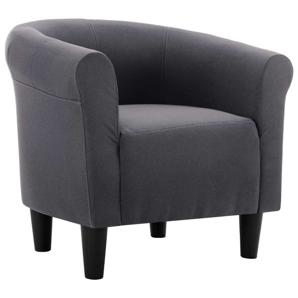 2 Piece Armchair and Stool Set Black Fabric