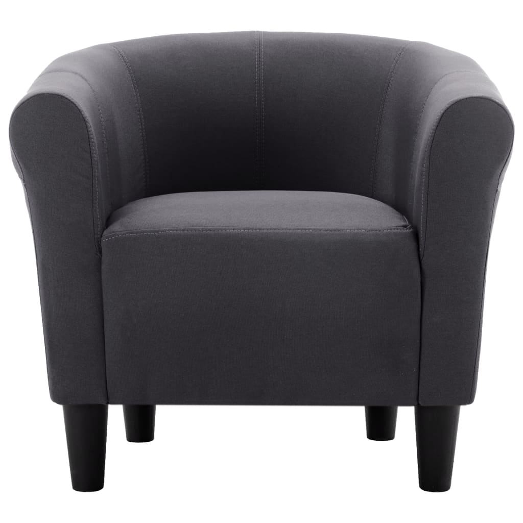 2 Piece Armchair and Stool Set Black Fabric