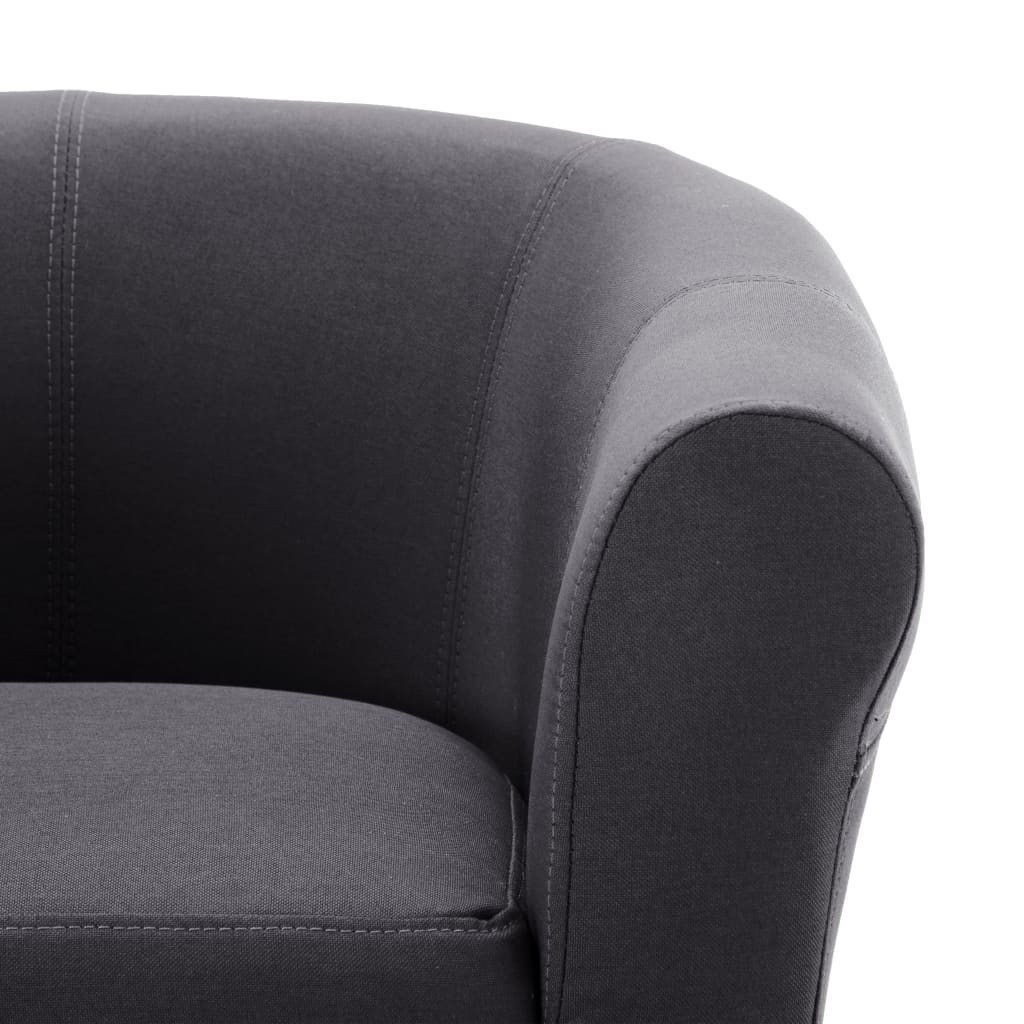 2 Piece Armchair and Stool Set Black Fabric