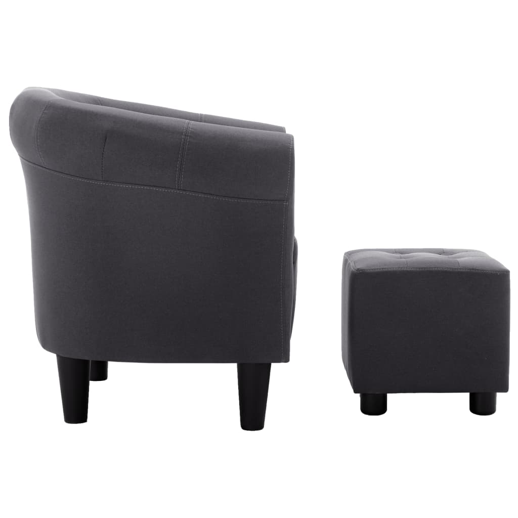 2 Piece Armchair and Stool Set Black Fabric