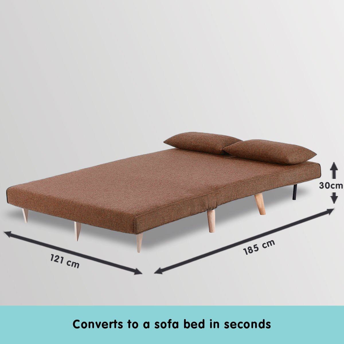 indoor furniture 2-Seater Adjustable Sofa Bed Lounge Linen - Brown