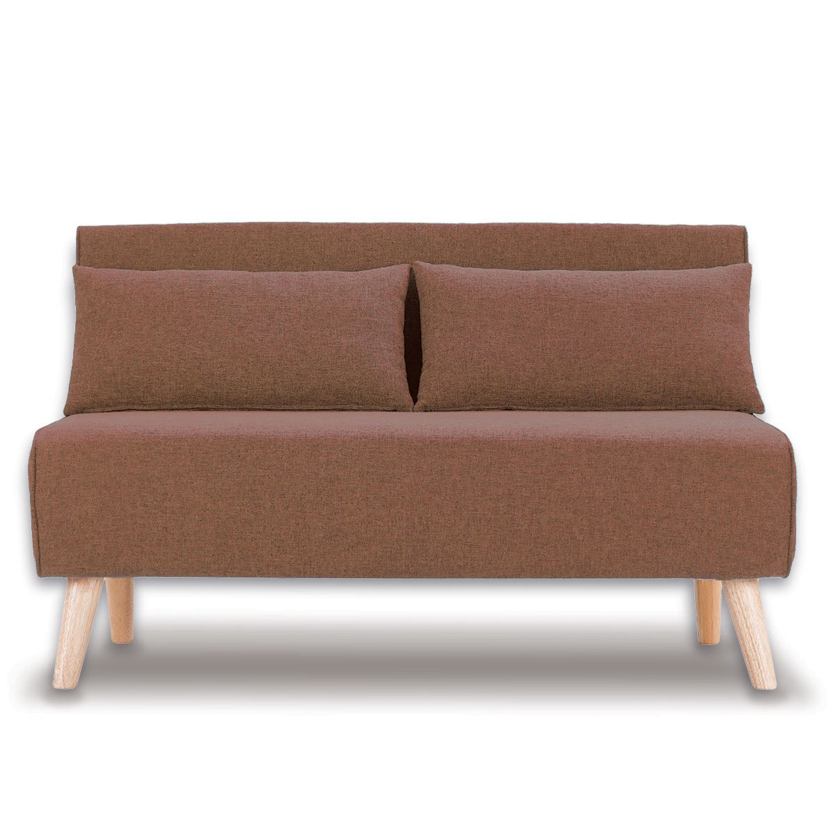 indoor furniture 2-Seater Adjustable Sofa Bed Lounge Linen - Brown