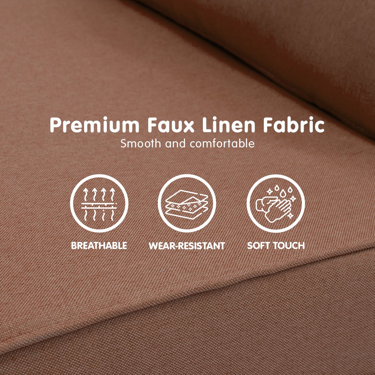 indoor furniture 2-Seater Adjustable Sofa Bed Lounge Linen - Brown