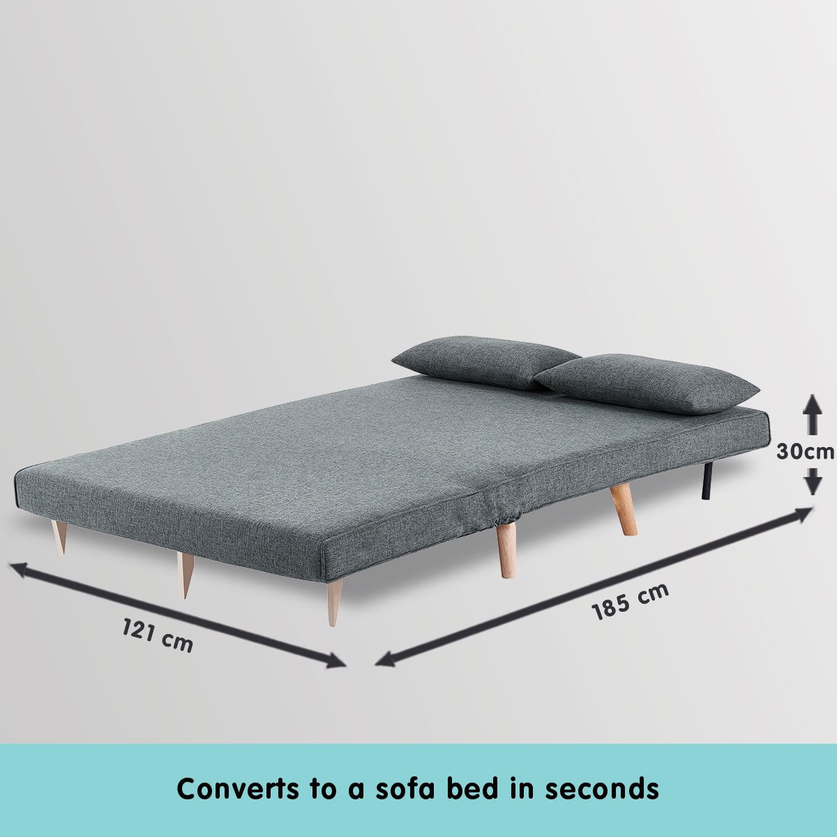 indoor furniture 2-Seater Adjustable Sofa Bed Lounge Linen - Dark Grey