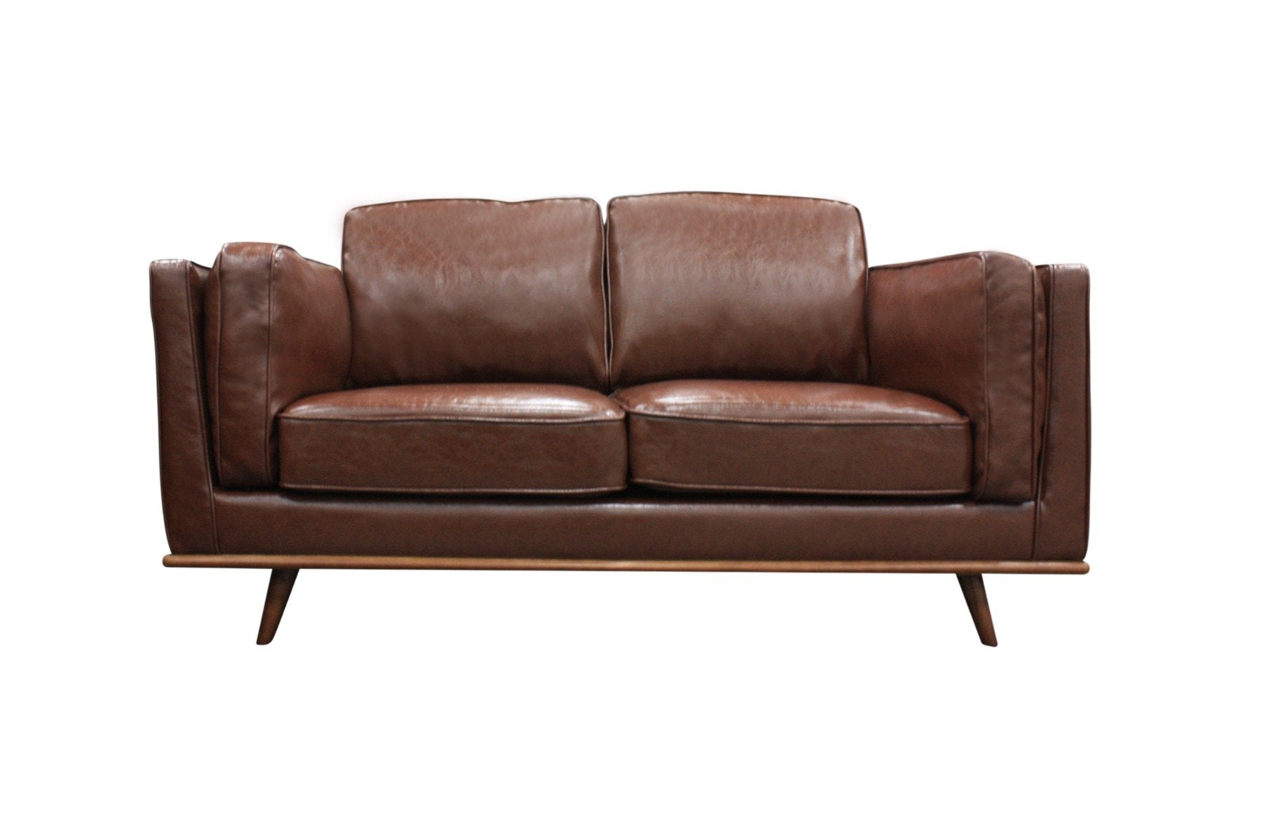 Sofas 2 Seater Stylish Leatherette Brown York Sofa