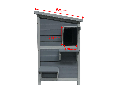 2 Story Weatherproof Indoor Outdoor Wooden Cat House-Grey and white