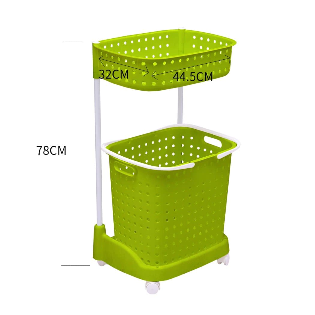 laundry supplies 2 Tier Bathroom Laundry Clothes Basket Mobile Rack