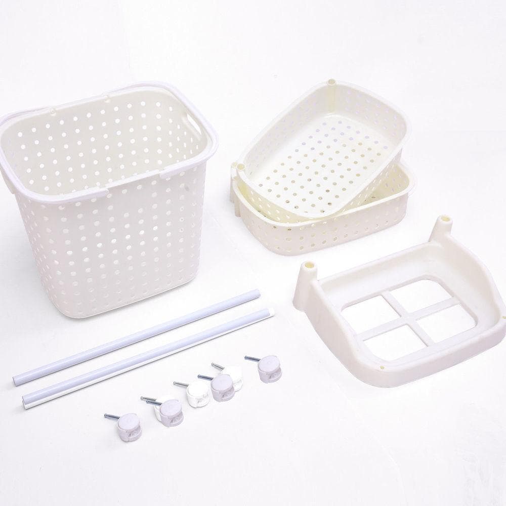 laundry supplies 2 Tier Bathroom Laundry Clothes Basket Mobile Rack