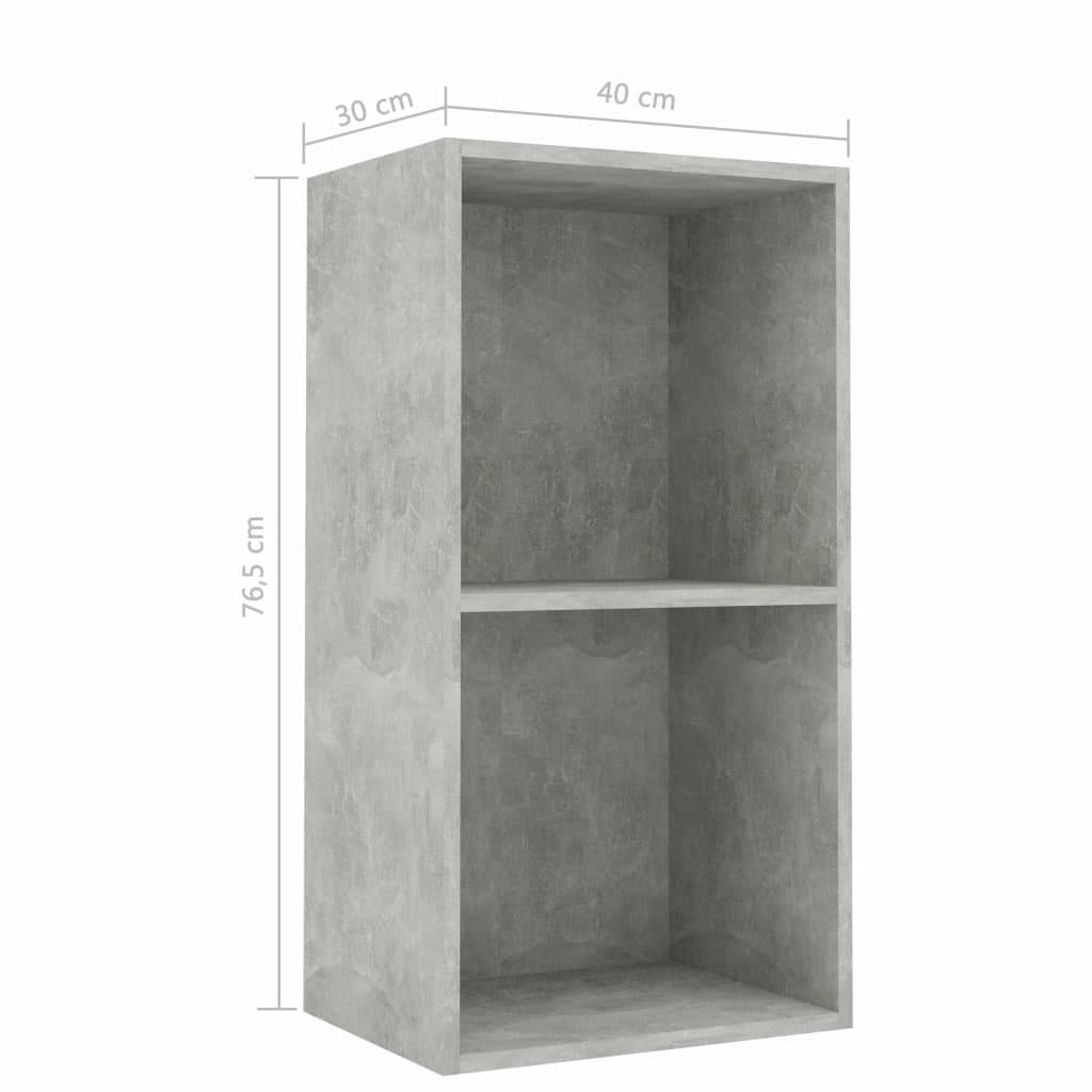 2-Tier Book Cabinet Concrete Grey 40x30x76.5 cm Chipboard