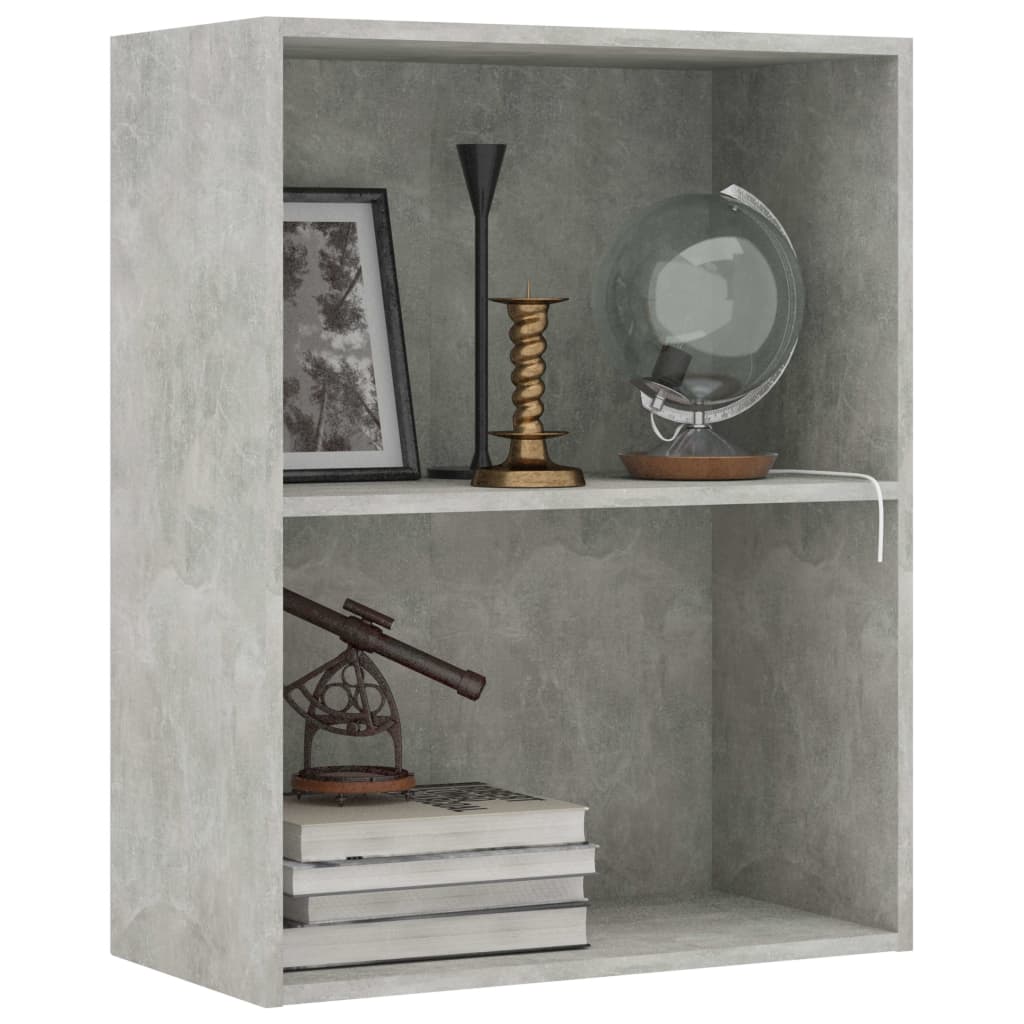 2-Tier Book Cabinet Concrete Grey 60x30x76.5 cm Chipboard