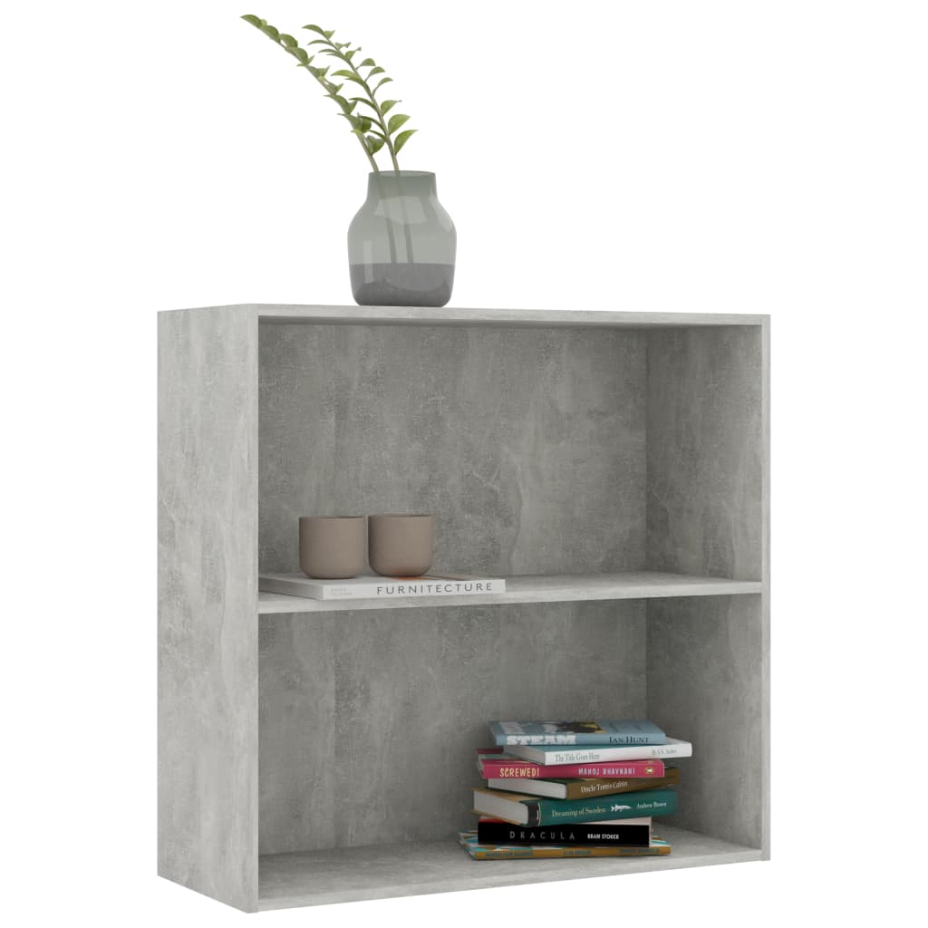 2-Tier Book Cabinet Concrete Grey 80x30x76.5 cm Chipboard