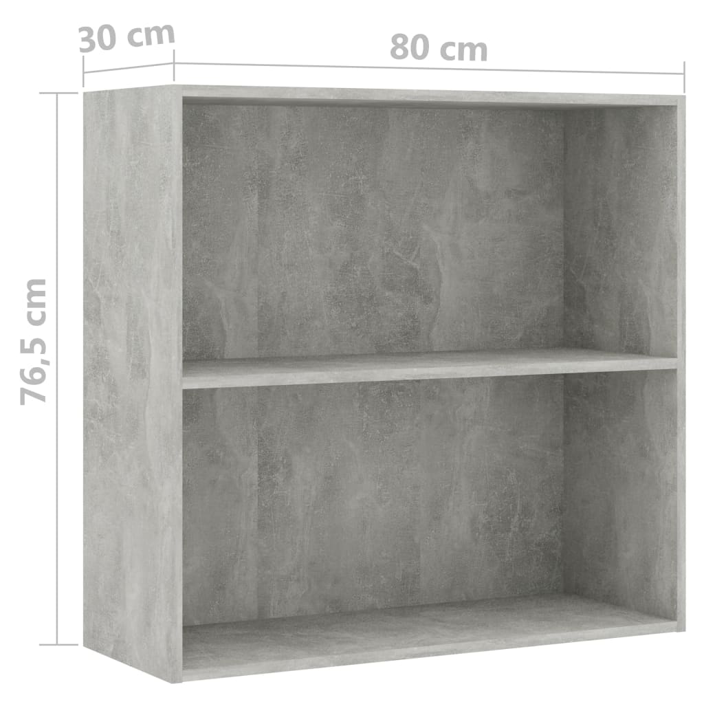 2-Tier Book Cabinet Concrete Grey 80x30x76.5 cm Chipboard