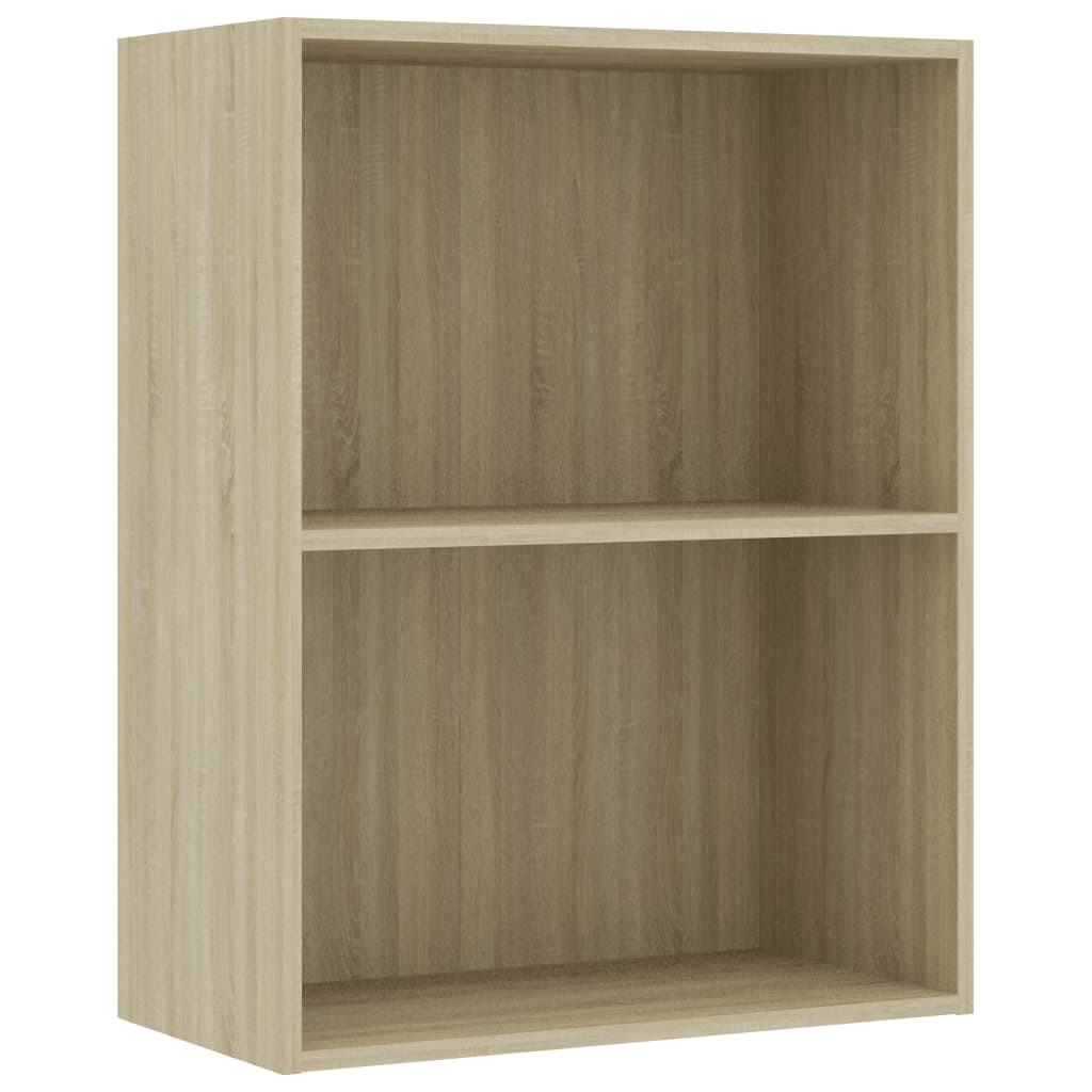2-Tier Book Cabinet Sonoma Oak 60x30x76.5 cm Chipboard