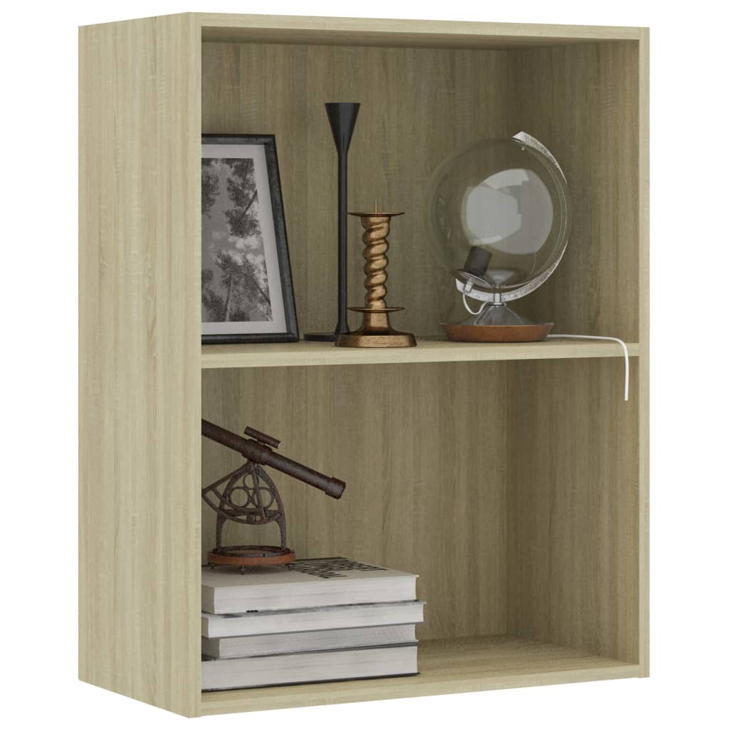 2-Tier Book Cabinet Sonoma Oak 60x30x76.5 cm Chipboard
