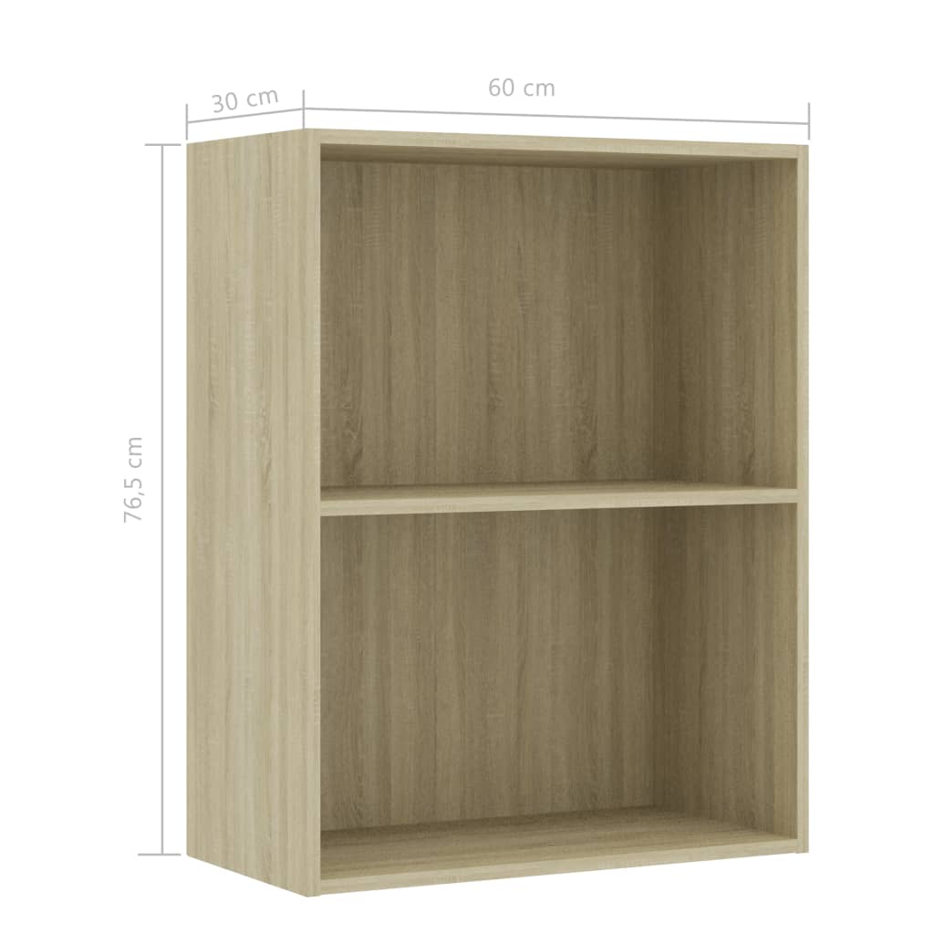 2-Tier Book Cabinet Sonoma Oak 60x30x76.5 cm Chipboard