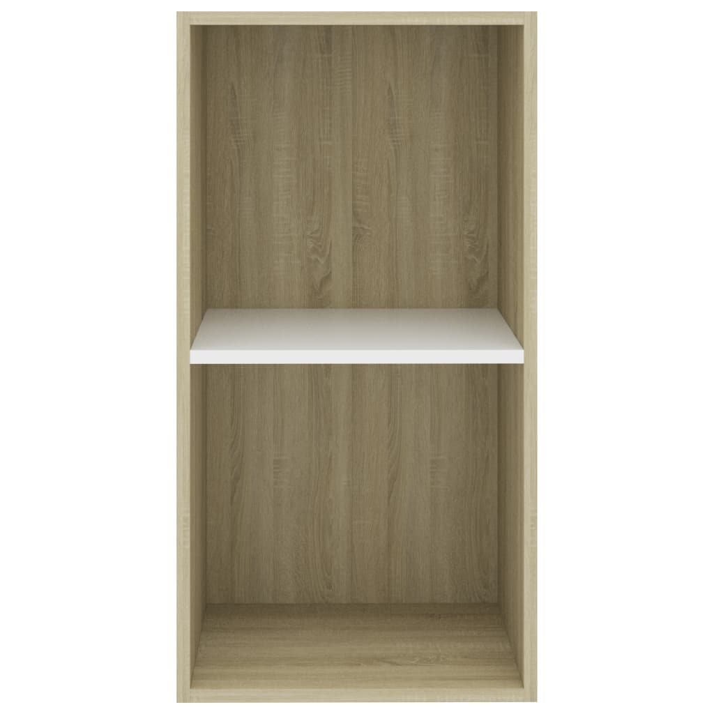 2-Tier Book Cabinet White and Sonoma Oak 40x30x76.5 cm Chipboard