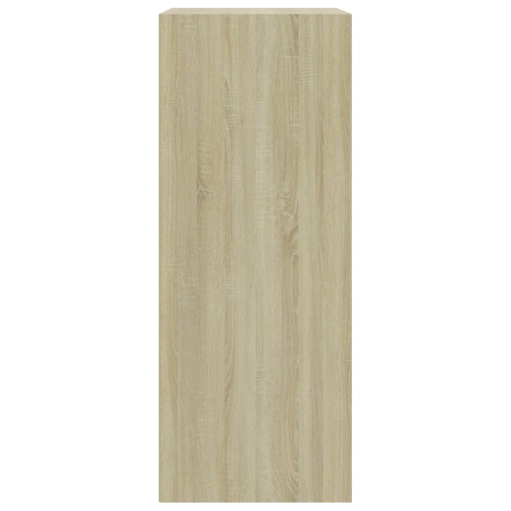 2-Tier Book Cabinet White and Sonoma Oak 60x30x76.5 cm Chipboard